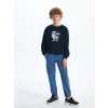 LCW Kids İndigo Beli Lastikli Erkek Çocuk Kargo Jean Pantolon