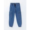 LCW Kids İndigo Beli Lastikli Erkek Çocuk Kargo Jean Pantolon