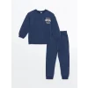 LCW Kids İndigo Bisiklet Yaka Erkek Çocuk Sweatshirt ve Eşofman Alt 2li