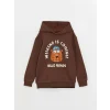 LCW Kids Kahverengi Baskılı Uzun Kollu Erkek Çocuk Hoodie