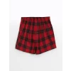 LCW Kids Kırmızı Beli Lastikli Ekose Kız Çocuk Şort Etek