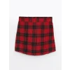 LCW Kids Kırmızı Beli Lastikli Ekose Kız Çocuk Şort Etek