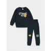 LCW Kids Lacivert Bisiklet Yaka Baskılı Erkek Çocuk Sweatshirt ve Eşofman Alt 2li Takım