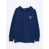 LCW Kids Lacivert Kapüşonlu Baskılı Uzun Kollu Erkek Çocuk Sweatshirt
