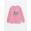 LCW Kids Pembe Bisiklet Yaka Baskılı Uzun Kollu Kız Çocuk Sweatshirt ve Tayt