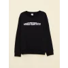 LCW Kids Siyah Bisiklet Yaka Baskılı Uzun Kollu Erkek Çocuk Sweatshirt