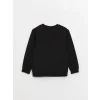 LCW Kids Siyah Bisiklet Yaka Baskılı Uzun Kollu Erkek Çocuk Sweatshirt
