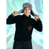 LCW Kids Siyah Dik Yaka Nakışlı Uzun Kollu Polar Erkek Çocuk Sweatshirt