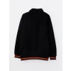 LCW Kids Siyah Dik Yaka Nakışlı Uzun Kollu Polar Erkek Çocuk Sweatshirt