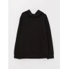 LCW Kids Siyah Kapüşonlu Basic Uzun Kollu Erkek Çocuk Sweatshirt