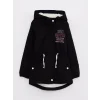 LCW Kids Siyah Kapüşonlu Baskılı Kız Çocuk Parka