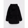 LCW Kids Siyah Kapüşonlu Baskılı Kız Çocuk Parka