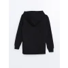 LCW Kids Siyah Kapüşonlu Erkek Çocuk Kalın Fermuarlı Sweatshirt