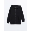 LCW Kids Siyah Kapüşonlu Erkek Çocuk Kalın Fermuarlı Sweatshirt