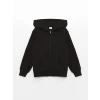 LCW Kids Siyah Uzun Kollu Kız Çocuk Kalın Fermuarlı Sweatshirt