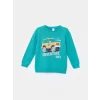 LCW Kids Turkuaz Bisiklet Uzun Kollu Baskılı Erkek Bebek Sweatshirt ve Eşofman Alt 2li Takım