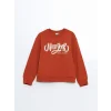LCW Kids Turuncu Bisiklet Yaka Kız Çocuk Sweatshirt