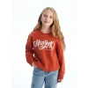 LCW Kids Turuncu Bisiklet Yaka Kız Çocuk Sweatshirt