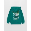LCW Kids Yeşil Baskılı Uzun Kollu Erkek Çocuk Hoodie