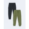 LCW Kids Yeşil Beli Lastikli Erkek Çocuk Jogger Eşofman Alt 2li