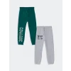 LCW Kids Yeşil Beli Lastikli Kalın Erkek Bebek Jogger Eşofman Alt 2li