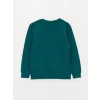 LCW Kids Yeşil Bisiklet Yaka Baskılı Uzun Kollu Erkek Çocuk Sweatshirt