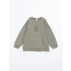 LCW Kids Yeşil Bisiklet Yaka Uzun Kollu Baskılı Erkek Bebek Sweatshirt ve Eşofman Alt 2li