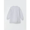 LCW Modest Antrasit Bisiklet Yaka Boston Baskılı Kadın Kalın Sweatshirt Tunik