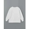 LCW Modest Beyaz Bisiklet Yaka Baskılı Kadın Kalın Sweatshirt Tunik