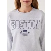 LCW Modest Beyaz Bisiklet Yaka Boston Baskılı Kadın Sweatshirt Tunik