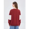 LCW Modest Bordo Bisiklet Yaka Nakışlı Kadın Sweatshirt Tunik