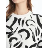 LCW Modest Ekru Bisiklet Yaka Desenli Kadın Sweatshirt Tunik