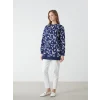 LCW Modest Ekru Bisiklet Yaka Desenli Kadın Sweatshirt Tunik