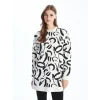 LCW Modest Ekru Bisiklet Yaka Desenli Kadın Sweatshirt Tunik