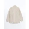 LCW Modest Ekru Dik Yaka Oversize Kadın Outdoor Polar