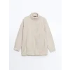 LCW Modest Ekru Dik Yaka Oversize Kadın Outdoor Polar