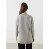 LCW Modest Gri Bisiklet Yaka Baskılı Kadın Sweatshirt Tunik