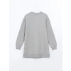 LCW Modest Gri Bisiklet Yaka Baskılı Kadın Sweatshirt Tunik