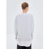 LCW Modest Gri Bisiklet Yaka Baskılı Oversize Kadın Sweatshirt Tunik