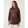 LCW Modest Kahverengi Bisiklet Yaka Baskılı Kadın Sweatshirt Tunik