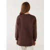 LCW Modest Kahverengi Bisiklet Yaka Baskılı Kadın Sweatshirt Tunik