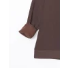 LCW Modest Kahverengi Bisiklet Yaka Baskılı Oversize Kadın Kalın Sweatshirt Tunik