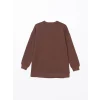 LCW Modest Kahverengi Bisiklet Yaka Nakışlı Kadın Kalın Sweatshirt Tunik
