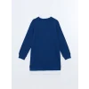 LCW Modest Lacivert Bisiklet Yaka Baskılı Kadın Sweatshirt Tunik