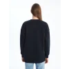 LCW Modest Lacivert Bisiklet Yaka Baskılı Oversize Kadın Sweatshirt Tunik
