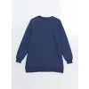 LCW Modest Lacivert Bisiklet Yaka Parlak Taşlı Kadın Sweatshirt Tunik