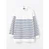 LCW Modest Lacivert Dik Yaka Çizgili Kadın Sweatshirt Tunik