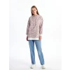 LCW Modest Mürdüm Kapüşonlu Leopar Desenli Kadın Sweatshirt Tunik