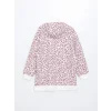 LCW Modest Mürdüm Kapüşonlu Leopar Desenli Kadın Sweatshirt Tunik