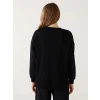 LCW Modest Siyah Baskılı Oversize Kadın Kalın Sweatshirt Tunik